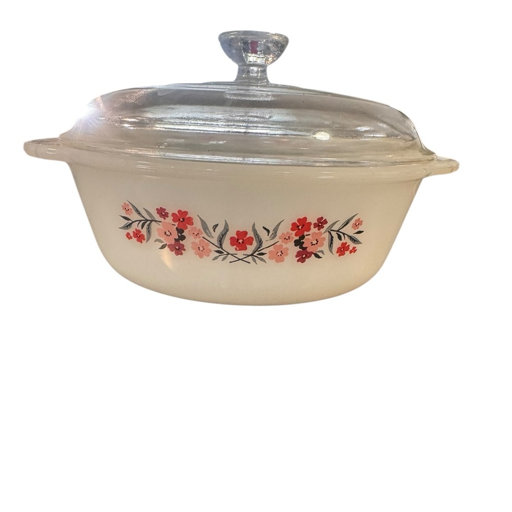 Vintage Fire King Primrose Casserole Dish with Glass Lid Backwards Stamp Mid Cen - Picture 3 of 11